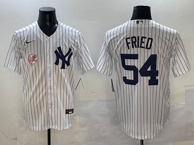 Men New York Yankees #54 Fried White Stripe Game Nike 2025 MLB Jersey style 7->new york yankees->MLB Jersey